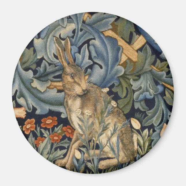 William Morris Forest Rabbit Floral Art Nouveau Magnet (Front)