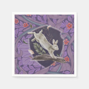 William Morris Forest Rabbit Floral Art Nouveau Napkin
