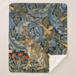 William Morris Forest Rabbit Floral Art Nouveau Sherpa Blanket