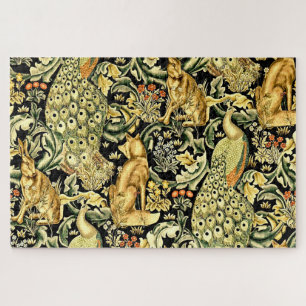 William Morris Forest Tapestry Fox Hare Peacock Jigsaw Puzzle