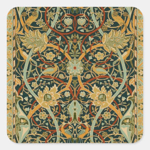 William Morris Forest Tapestry Pattern: Vintage Square Sticker