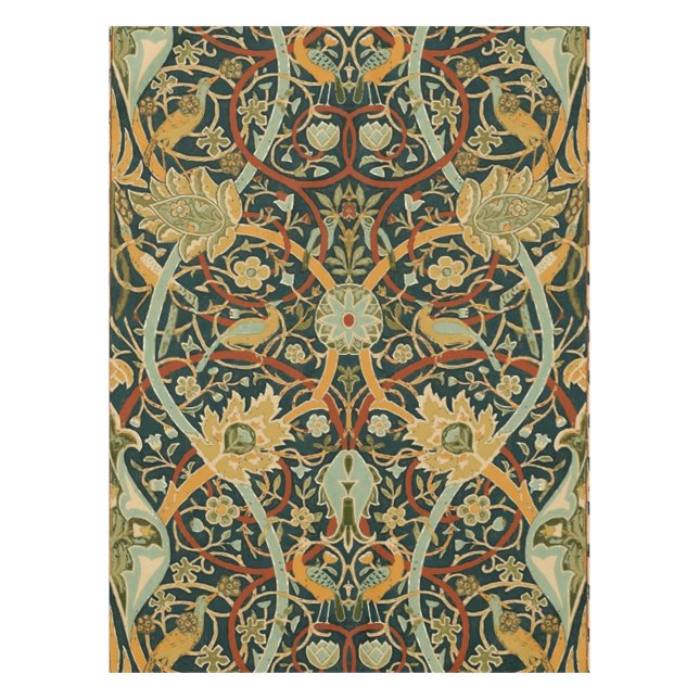 William Morris Forest Tapestry Pattern: Vintage Tablecloth (Front)