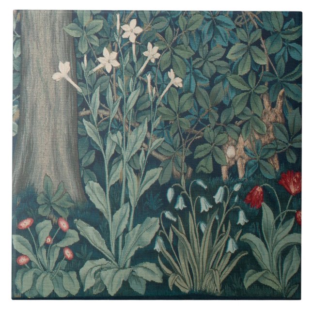 William Morris Forest Wildflower Tapestry Ceramic Tile (Front)
