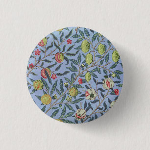 William Morris Fruit Pomegranate Blue Ornament 3 Cm Round Badge