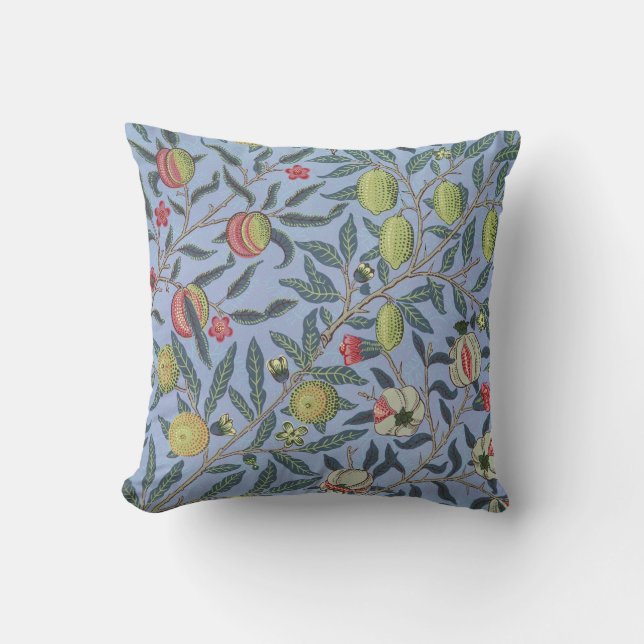 William Morris Fruit Pomegranate Blue Ornament Cushion (Front)