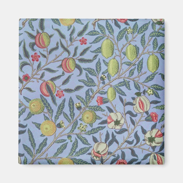 William Morris Fruit Pomegranate Blue Ornament Magnet (Front)