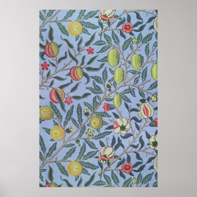 William Morris Fruit Pomegranate Blue Ornament Poster (Front)