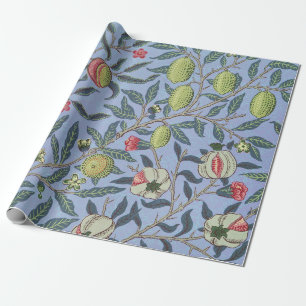 William Morris Fruit Pomegranate Blue Ornament Wrapping Paper