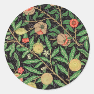 William Morris Fruit Pomegranate Floral Pattern Classic Round Sticker