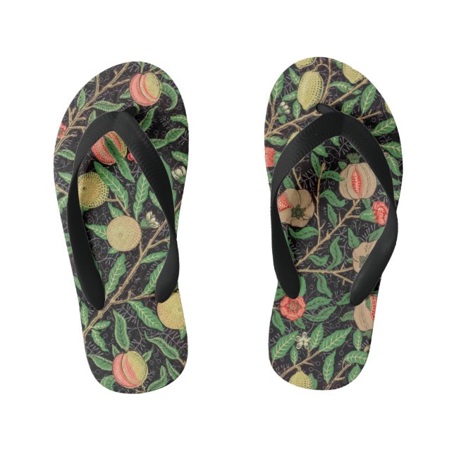 William Morris Fruit Pomegranate Floral Pattern Kid's Thongs (Footbed)