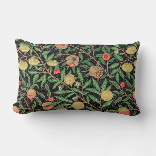 William Morris Fruit Pomegranate Floral Pattern Lumbar Cushion (Front)