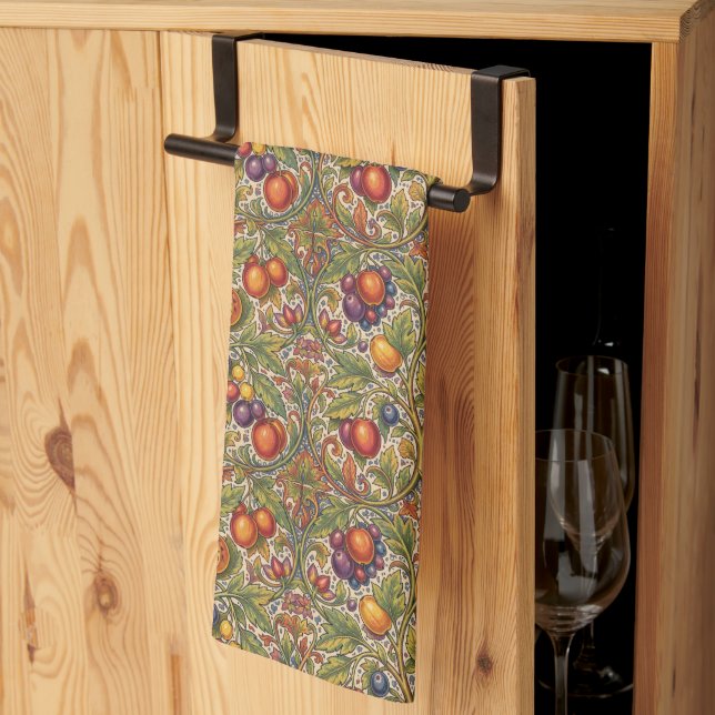 William Morris Fruit Pomegranate Floral pattern Tea Towel (Thirds Fold)