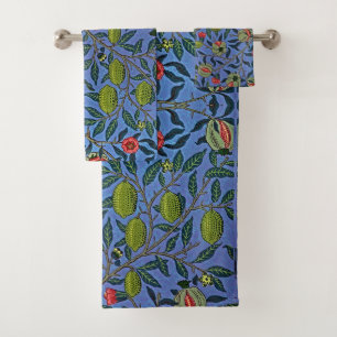 William Morris Fruit Pomegranate Peach Lemon Blue Bath Towel Set
