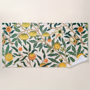 William Morris Fruit Pomegranate White Ornament Beach Towel