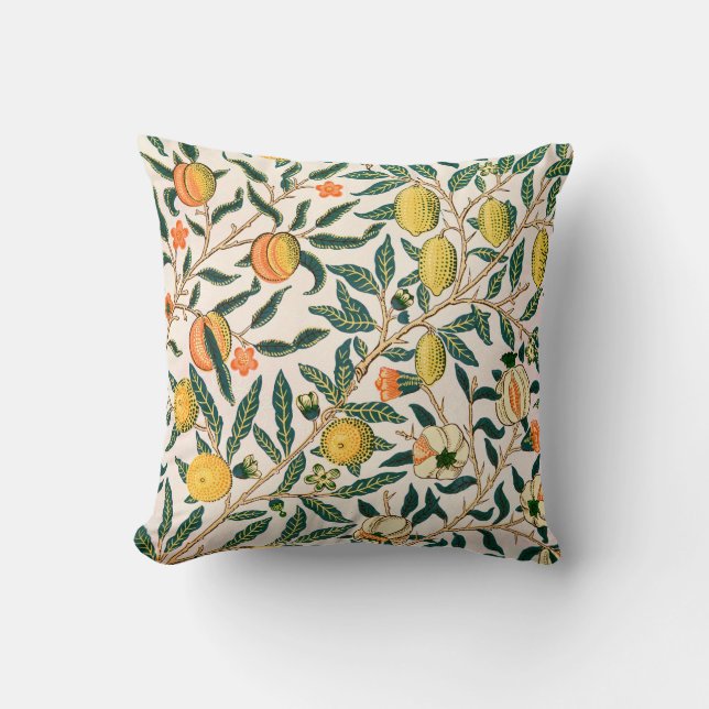 William Morris Fruit Pomegranate White Ornament Cushion (Front)