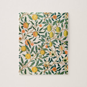William Morris Fruit Pomegranate White Ornament Jigsaw Puzzle
