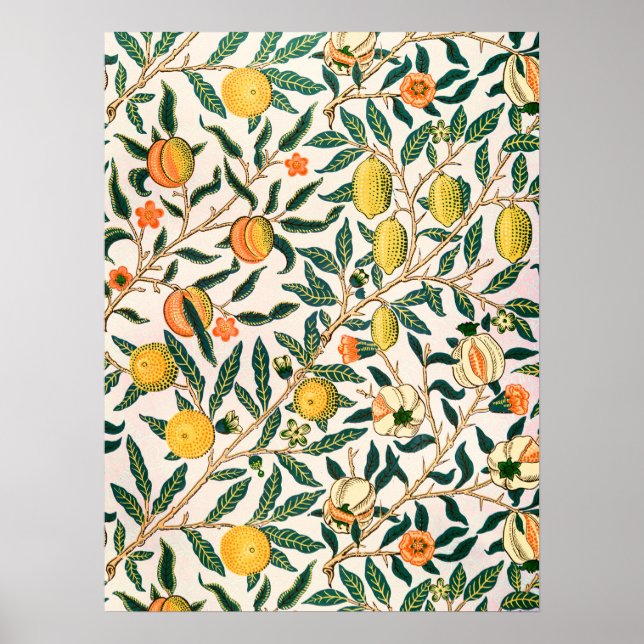 William Morris Fruit Pomegranate White Ornament Poster (Front)