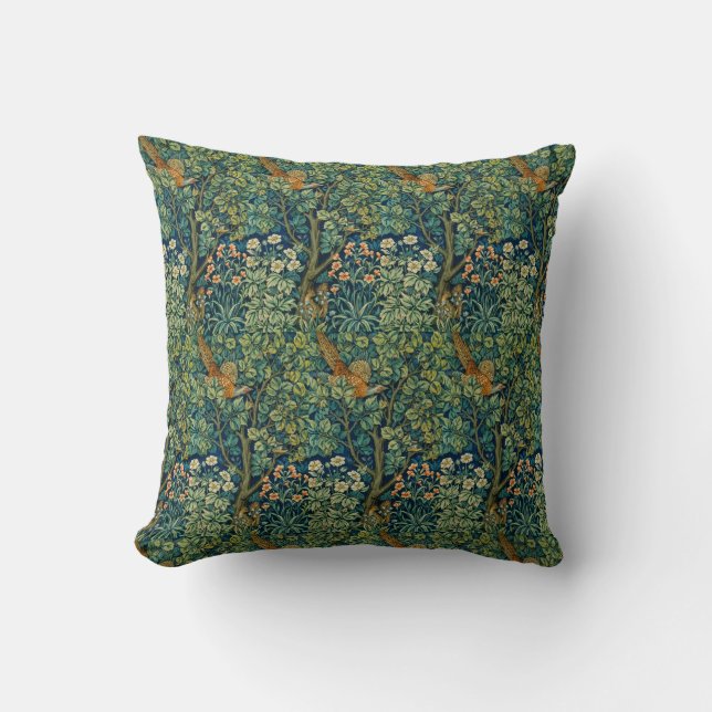 WILLIAM MORRIS GARDEN DARK GREEN FLORAL 8 CUSHION (Front)