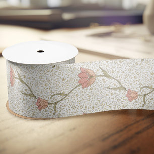 William Morris Garden Tulip Floral Pattern Satin Ribbon