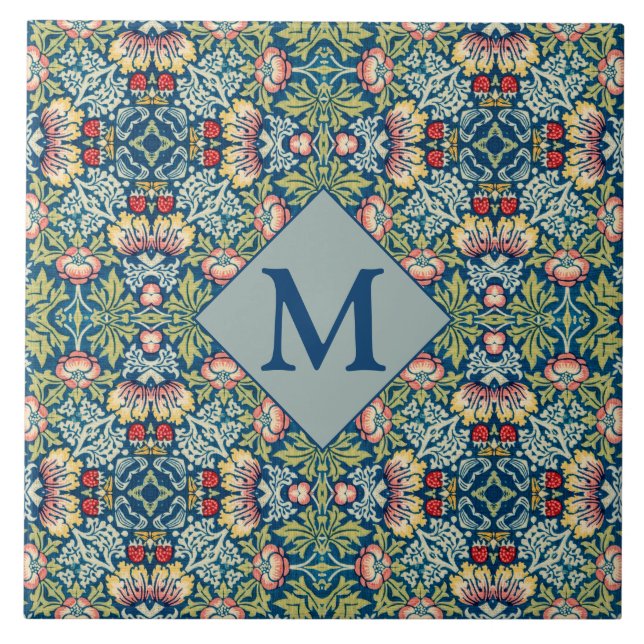 William Morris Geometric Monogrammed Pattern Ceramic Tile (Front)