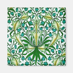 William Morris Gold Aqua Floral Wallpaper Magnet