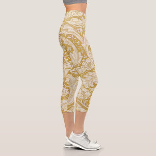 William Morris Gold Bachelors Button Floral Capri Leggings