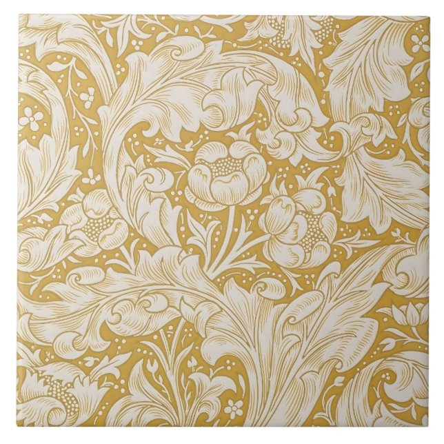  William Morris Gold Bachelors Button Floral Ceramic Tile (Front)