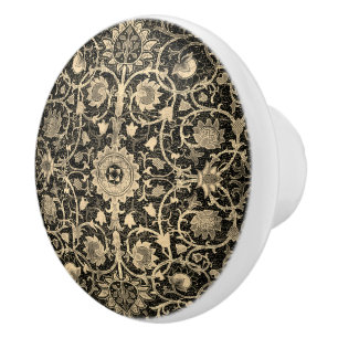 William * Morris Gold Charcoal Grey Holland Park Ceramic Knob