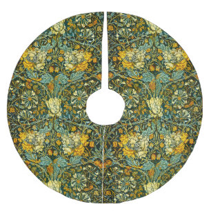 William Morris Gold Honeysuckle Floral Wallpaper Brushed Polyester Tree Skirt