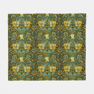 William Morris Gold Honeysuckle Floral Wallpaper Fleece Blanket