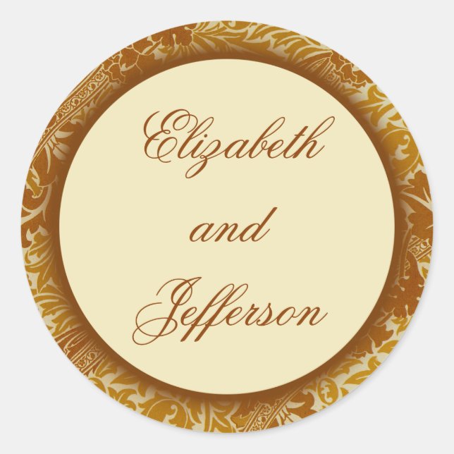 William Morris Gold Leaves Monogrammed Sticker (Front)