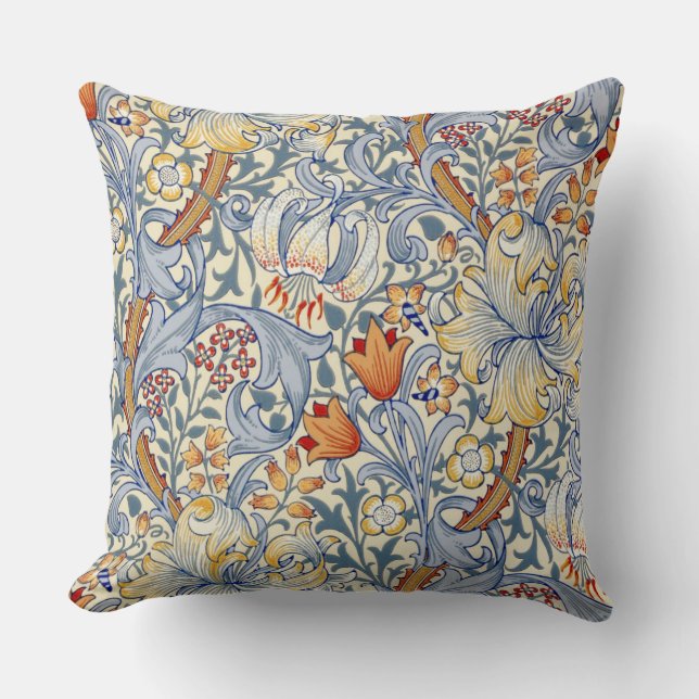 William Morris Gold Lily Victorian Wallpaper Cushion (Front)