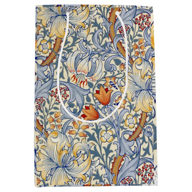 William Morris Gold Lily Victorian Wallpaper Medium Gift Bag (Front)