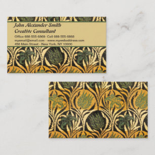 William Morris Gold Tulip Lily Vintage Wallpaper Business Card