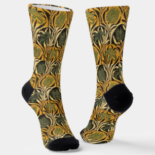 William Morris Gold Tulip Lily Vintage Wallpaper Socks