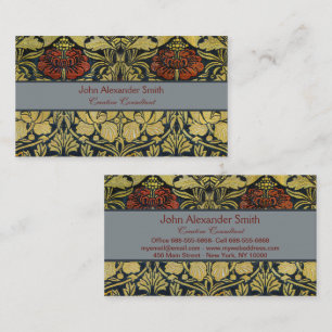 William Morris Gold Tulip Rose Vintage Wallpaper Business Card