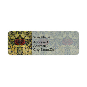 William Morris Gold Tulip Rose Vintage Wallpaper Return Address Label