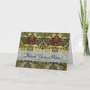 William Morris Gold Tulip Rose Vintage Wallpaper Thank You Card