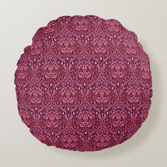William Morris Golden Bough in Plum Round Cushion (Front)