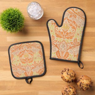 William Morris Golden Bough Tapestry Pattern Oven Mitt & Pot Holder Set