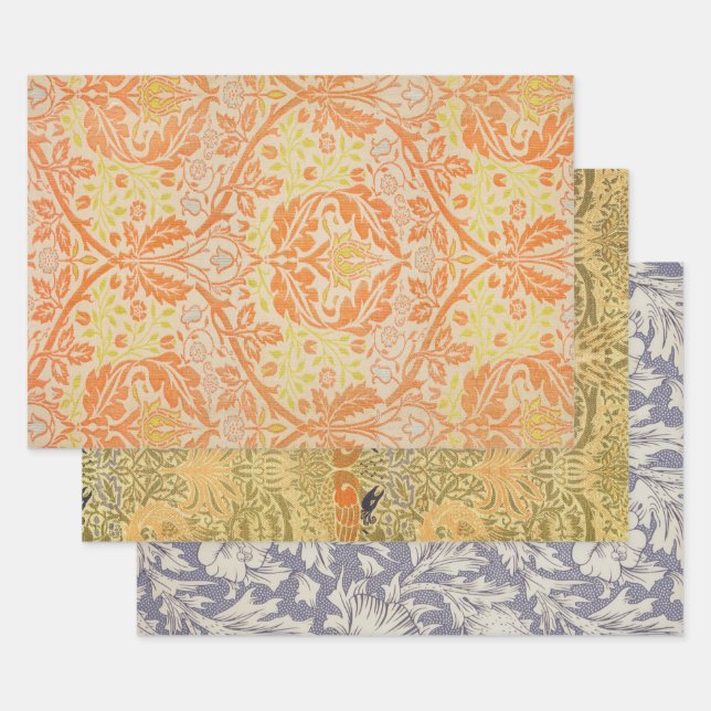 William Morris Golden Bough Tapestry Pattern Wrapping Paper Sheet (Set)