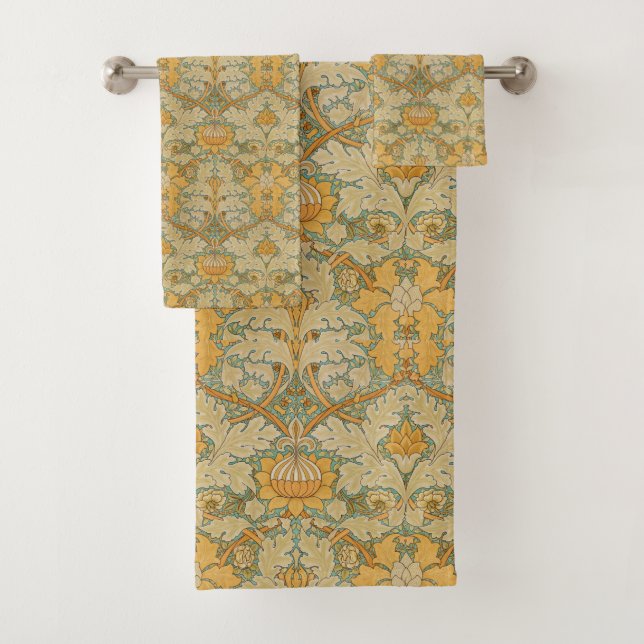 William Morris Golden Floral Design Bath Towel Set (Insitu)