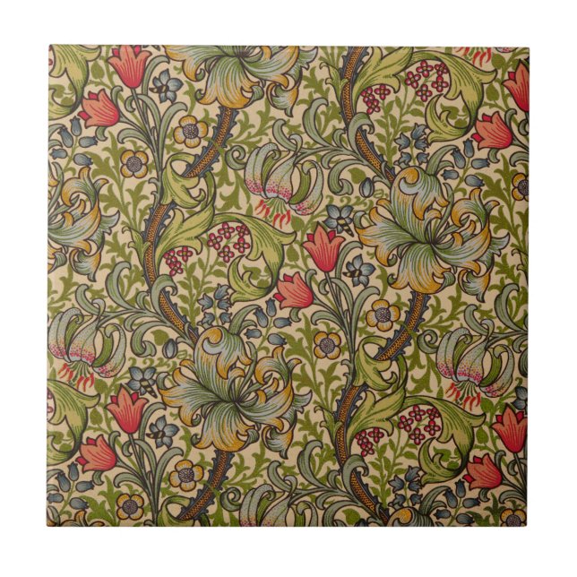 William Morris Golden Lily Antique Ceramic Tile (Front)
