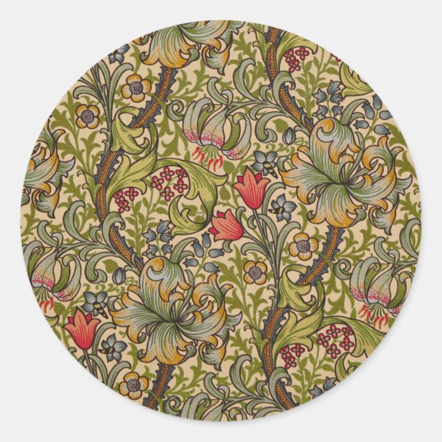 William Morris Golden Lily Antique Classic Round Sticker (Front)