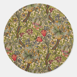 William Morris Golden Lily Antique Floral Pattern Classic Round Sticker