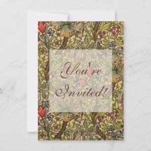 William Morris Golden Lily Antique Floral Pattern Invitation