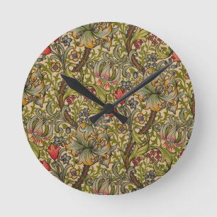 William Morris Golden Lily Antique Floral Pattern Round Clock