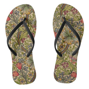 William Morris Golden Lily Antique Floral Pattern Thongs