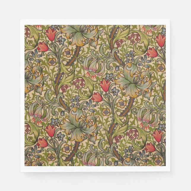 William Morris Golden Lily Antique Napkin (Front)