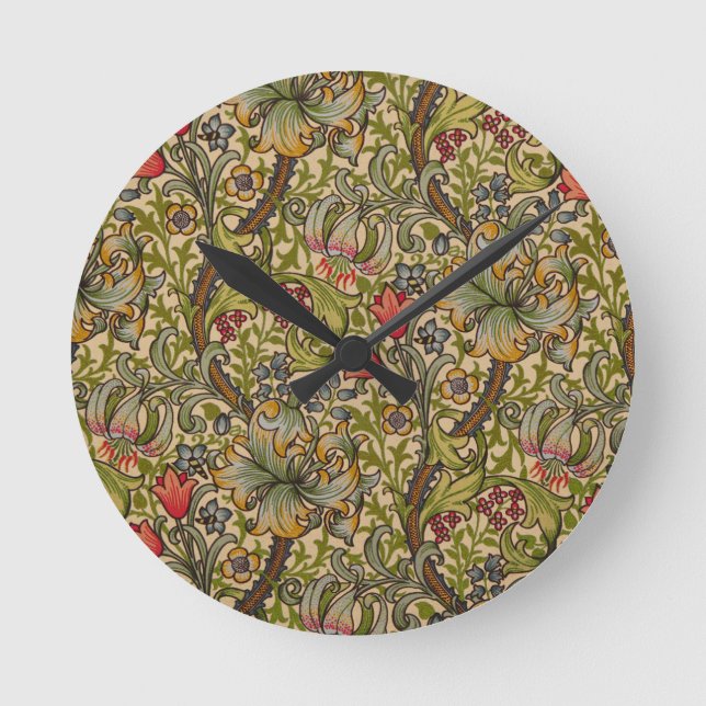 William Morris Golden Lily Antique Round Clock (Front)